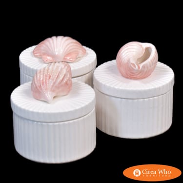 Set of 3 Shell Fitz and Floyd Trinket Boxes