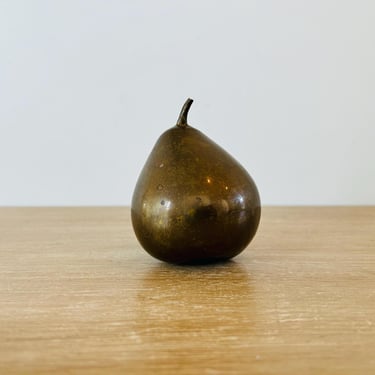 Vintage Brass Pear Brass Fruit Sculpture 