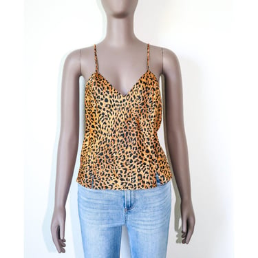 Vintage 90s Y2K Leopard Print Silk Camisole Summer Casual Evening Tank Top Large 