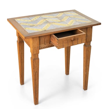Danish Table with Manganese Tile Top