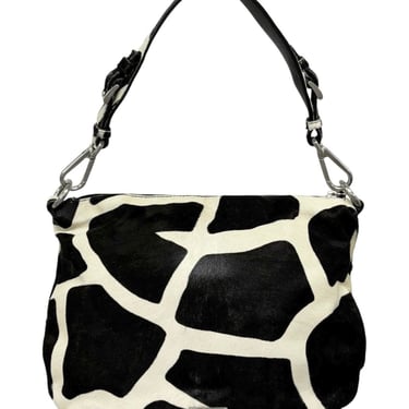 Prada Black + White Giraffe Print Shoulder Bag