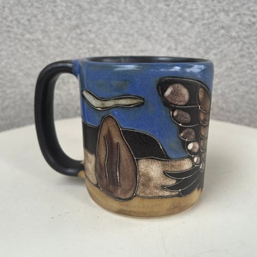 Vintage Mara Design made in Mexico pottery coffee round mug eagle theme earth tones colors holds 12 ozs 