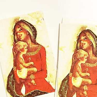 Primaddona Vintage Greeting Card 1950's Rare Fantusy Christmas Cards Set of 2 Mary and Baby Jesus Vintage Stationery Holiday Paper Cards 