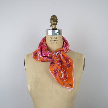 Vintage 1960s Vera Neumann silk blend scarf, hand rolled, mod, mandala 