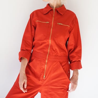 Vintage Red Cotton Coverall | Cotton Utility Coveralls  | Jump Suit Jumpsuit | Cotton Red Mechanic | Boilersuit 