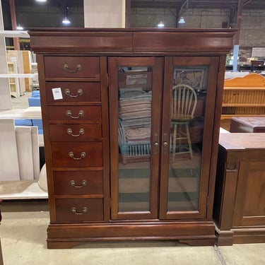 Cherry Stained 15-Drawer Armoire