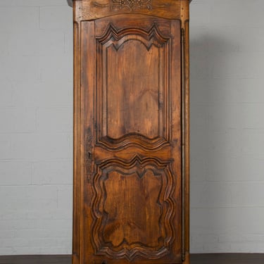 19th Century Country French Louis Xv Provincial Oak Bonnetiere Armoire Cabinet 