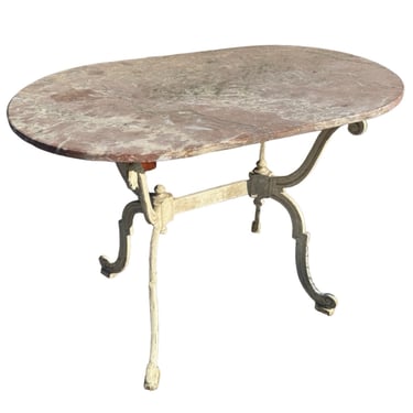 French Marble Top Iron Table