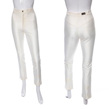 1970's Frederick's of Hollywood Pearl White Spandex Pants Size 24
