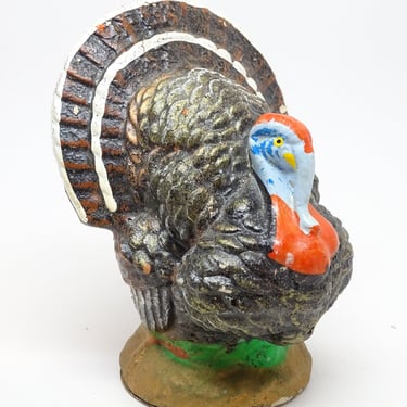 Vintage 1940's 5 1/4 Inch German Turkey Candy Container, Hand Painted for Thanksgiving, Germany Christmas 