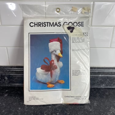 Vintage 1986 Christmas Goose Unassembled Craft Kit, Christmas Goose Stuffed Animal, Satin Goose Door Stop, 80s Cottage Core Holiday Decor 