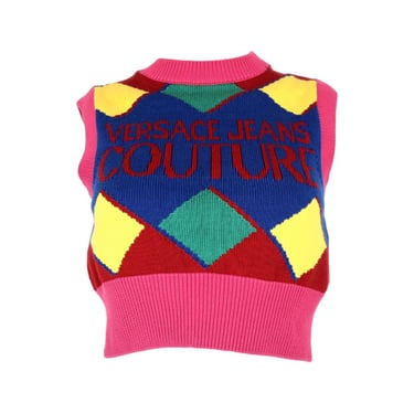 Versace Multi Knit Cropped Sweater Vest