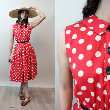 1950s JERRY GILDEN polka dot cotton dress xs | new spring 