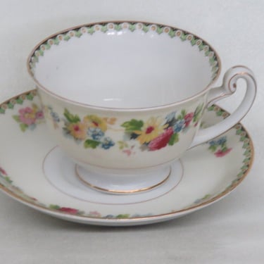 National China Floral Tea Cup and Saucer made in Japan 2672B