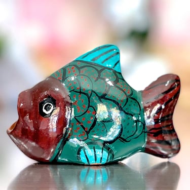 VINTAGE: Mexican Pottery Fish Figurine - Mexican Ceramic - Made in Mexico - Folk Art 