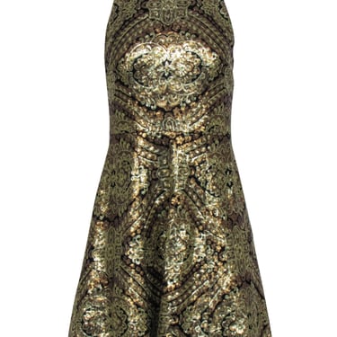 Adrianna Papell  - Gold Sequin Sleeveless Dress Sz 4