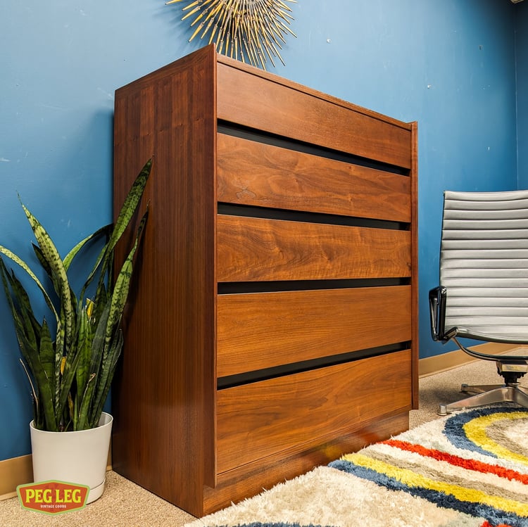 Mid-Century Modern walnut highboy from the Esprit collection by Merton Gershun for Dillingham