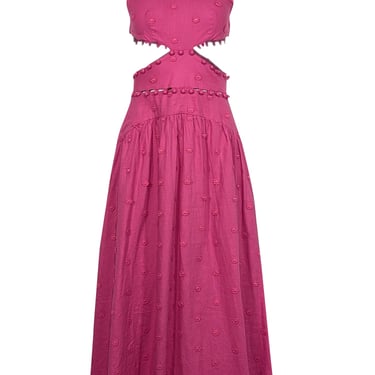 Farm - Pink Cut-Out Floral Applique Midi Dress Sz XS