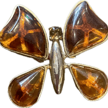 1970’s Amber Butterfly Brooch by "Castlecliff"