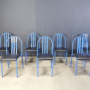 Set of Nr 222 chairs by Robert Mallet-Stevens, 1980s, Set of 7 - vintage dining chairs - minimalist dining chairs 