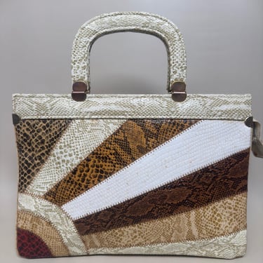 Vintage Patchwork Snakeskin Bag | 1970s Vintage seventies handbag | Shoulder Bags | Snake Skin Bag | Gift For Mom | Gift For Grandma 