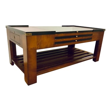 Campaign Style Wood Game Coffee Table