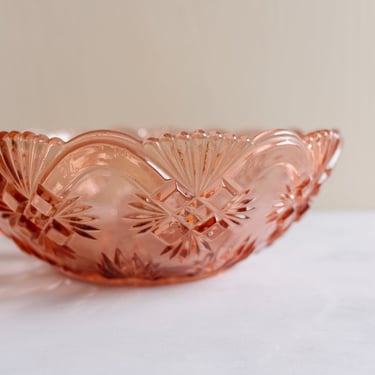 midcentury French pink glass petite serving bowl