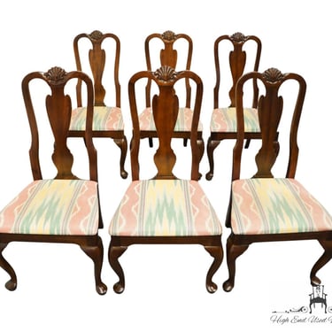 Set of 6 DREXEL HERITAGE Solid Cherry Traditional Queen Anne Style Dining Side Chairs 