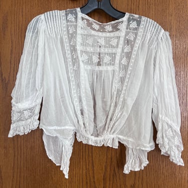 Vintage White Cotton Victorian Romantic Blouse |  Mother of Pearl Shirt | Xs Youth | 