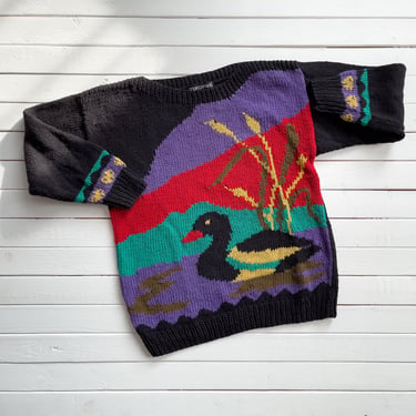 black duck sweater 80s vintage Counterparts novelty bird sweater 