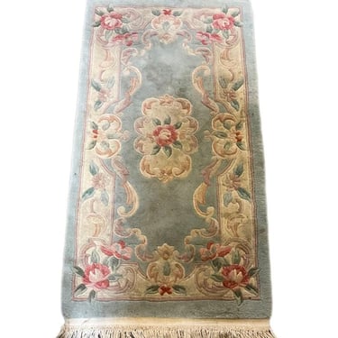 6' x 2' Deep Pile Aubusson Rug with French Roses design 3.5' x 2' 