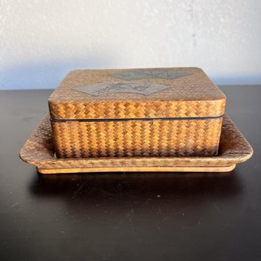 Antique Japanese Lacquer Cigarette Box Set 