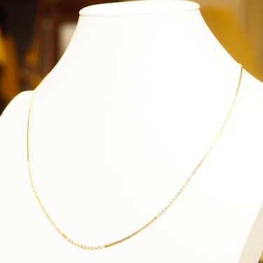 Italian 14K Yellow Gold Chain Necklace, Alternating Curb & Herringbone Links, Fancy Gold Chain, 20 1/2