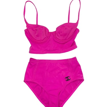 Chanel Pink High Waisted Logo Bikini