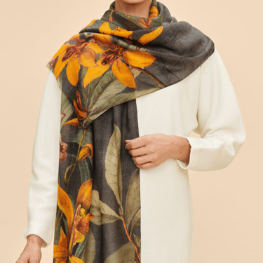 Charcoal Wool Wrap Scarf | Botany Bliss