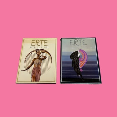 Vintage Erte Book Set Retro 1980s Art Deco + Set of 2 + Hardback + Sculpture + At Ninety The Complete Graphics + Fashion + Design + Art 