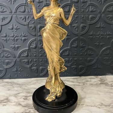 Brass Figure of Diana on Black Bass