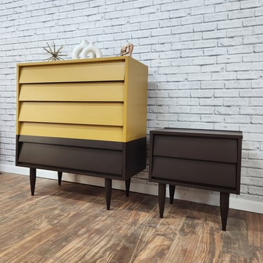 Available Mid-century Modern chest and nightstand. 