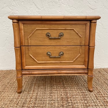 Vintage Faux Bamboo Nightstand by Broyhill FREE SHIPPING - Brown Wooden End Table Hollywood Regency Coastal Furniture 