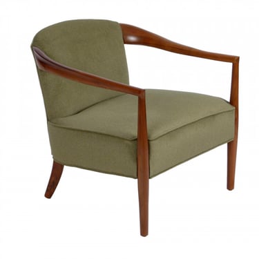 1960s Walnut and Velvet Lounge Chair