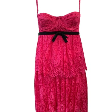 Dolce and Gabbana  Y2K  Hot Pink Lace Baby Doll Mini