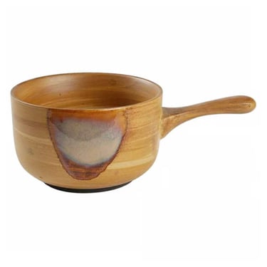 Sango Splash Brown Open Onion Soup Bowl with Handle | Crock Stoneware Pottery | Splash Brown Drip Glaze | Mid Century 
