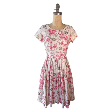 1950s Cherry Blossom Print Sundress 