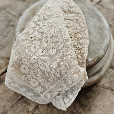 Antique french lace bonnet 