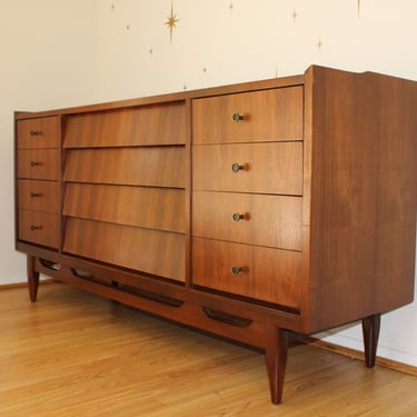 American Modernist 10 Drawer Triple Dresser