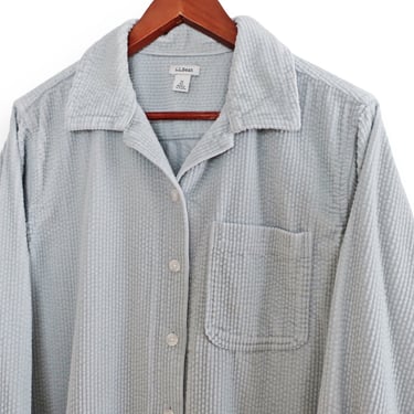 vintage corduroy shirt / LL Bean shirt / 2000s LL Bean wide wale grey corduroy button up long sleeve shirt Medium 