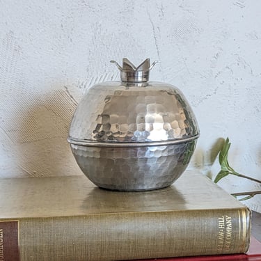 Vintage Silver Pomegranate Lidded Dish Bowl Decor 