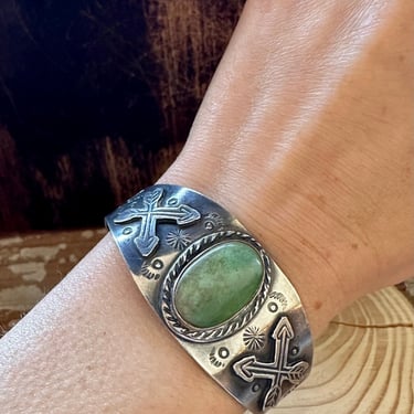 FRIENDSHIP ARROWS Fred Harvey Era Vintage 1930s Turquoise & Silver Cuff | 30s Snake Bracelet | Navajo Native American Southwestern Jewelry 