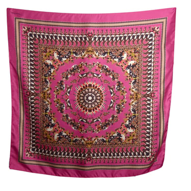 ROBERTO CAVALLI- Fuchsia Silk Print Scarf