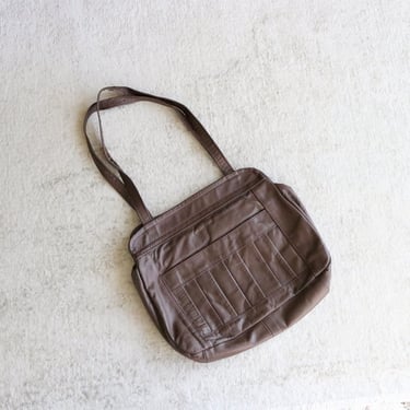 leather shoulder bag - vintage 90s y2k dark brown leather handbag purse 